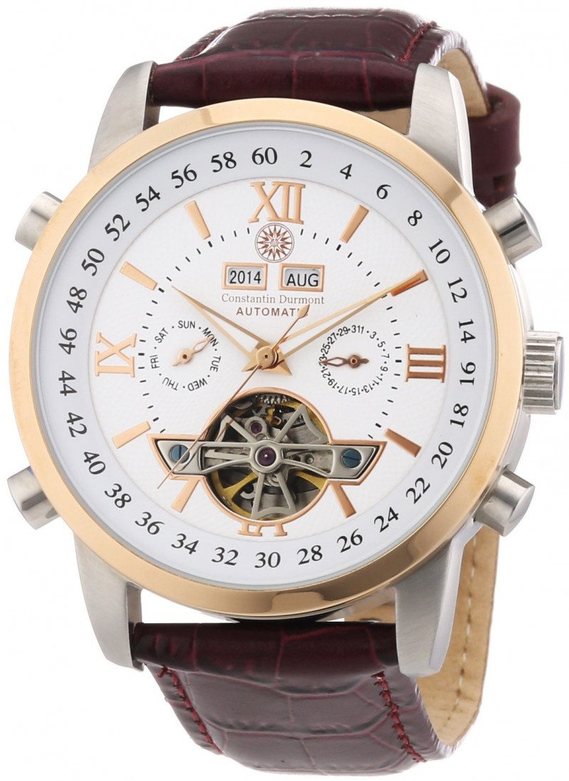 Constantin Durmont - CD-CALE-AT-LT-STRG-WH - Montre Homme - Automatique Analogique - Bracelet Cuir Marron