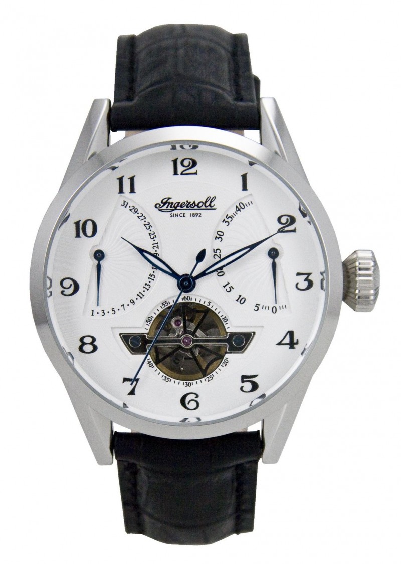 Ingersoll - IN6901WH - Montre Homme - Automatique Analogique - Cadran Blanc - Bracelet Cuir Noir