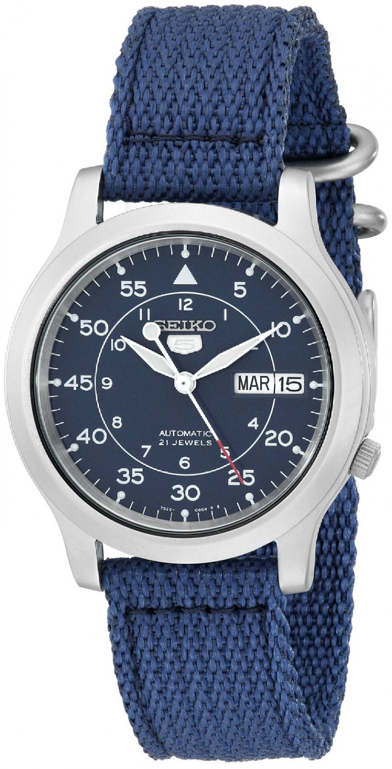 Seiko - SNK807K2 - 5 Gent - Montre Homme - Automatique Analogique - Cadran Bleu - Bracelet Tissu Bleu