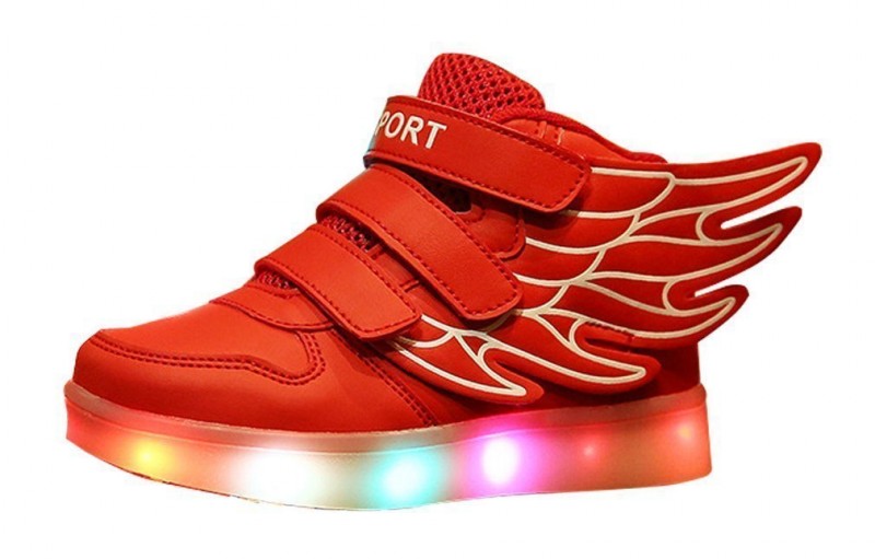 COOLER®Baskets Lumineuses Chaussures de Sport Clignotantes avec 7 Couleurs LED Colorés Style d'ailes d'ange pour Fille Garçon