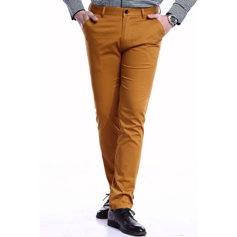 Tiny Letters Print Patch Pocket Metal Design Fitted Straight Leg Zipper Fly Thin Pants For Men