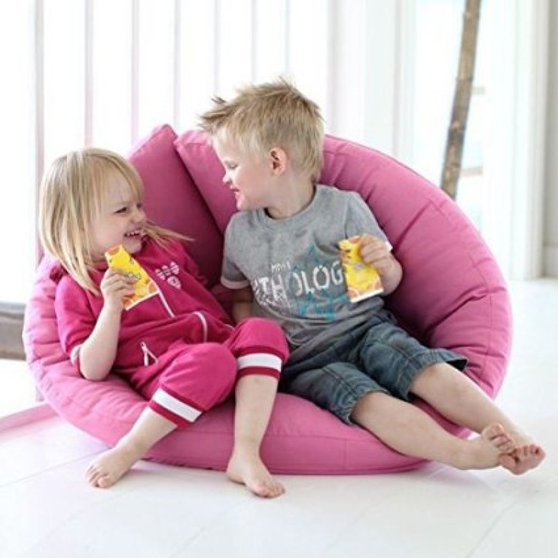 NEST, Fauteuil futon convertible pour enfants : douillet, pratique, et confortable - Aspect lin / Bouton Aspect lin