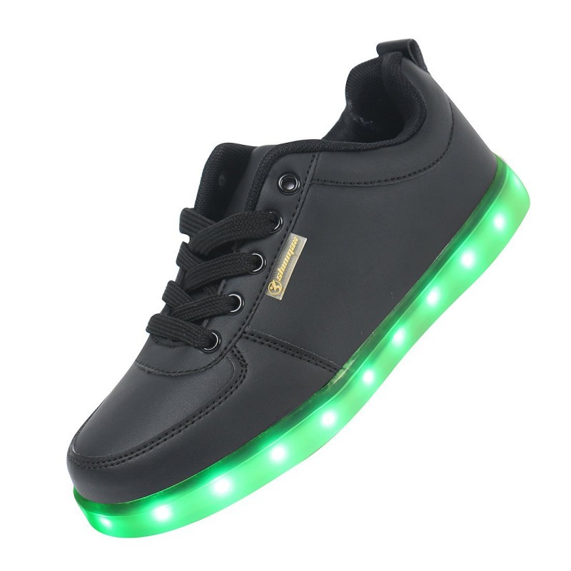 Noir 7 Couleur Unisexe Homme Femme USB Charge LED Lumière Lumineux Clignotants Chaussures de Sports Baskets