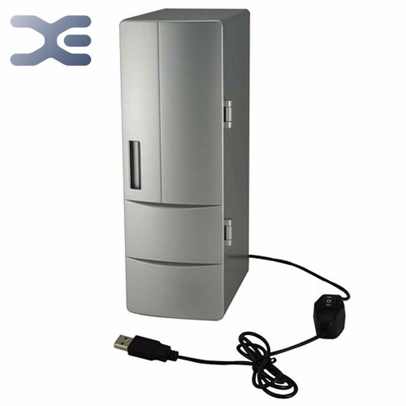 Portable pratique Mini USB réfrigérateur bureau bureau PC de voiture réfrigérateur congélateur boissons peuvent boire refroidisseur Plug & Play argent