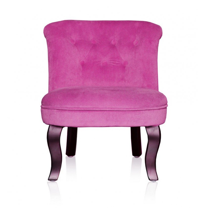 HOME STORIES 13669 Fauteuil Crapaud Velours Fuchsia Lilou/Rose 45,5 x 50 x 54 cm