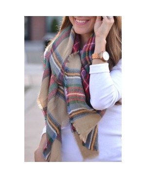 Fashionable Tartan Design Scarf For Women