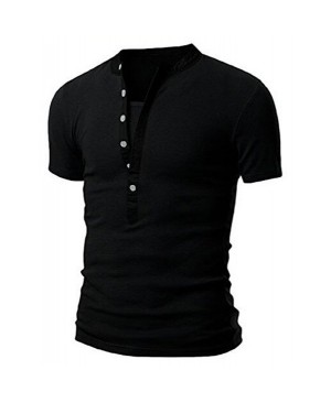 Stand Collar Splicing Design Short Sleeve Men's T-Shirt