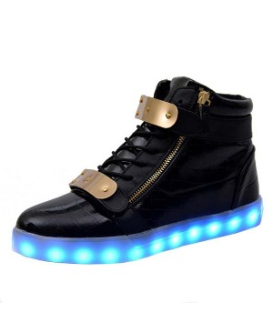 DoGeek LED Blanc Baskets Montantes Hommes Femmes Enfants LED 7 Couleurs Chaussures