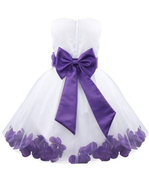 iEFiEL Robe Demoiselle d'Honneur Filles Pétales Noeud Fleur pour Enfant 2-14 Ans