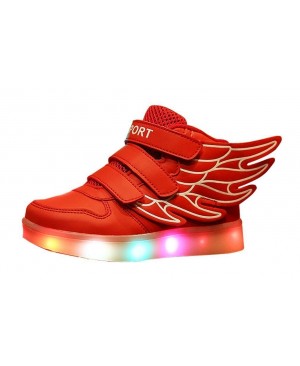 COOLER®Baskets Lumineuses Chaussures de Sport Clignotantes avec 7 Couleurs LED Colorés Style d'ailes d'ange pour Fille Garçon