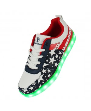 Étoile Motif 7 Changement de couleur d'éclairage LED clignotant Unisexe Sneakers Chaussures avec USB pour Prom Party