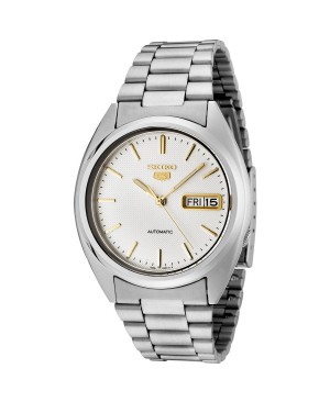 Seiko - SNXG47K - 5 Gent - Montre Homme - Automatique Analogique - Cadran Blanc - Bracelet Acier Gris