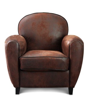 Fauteuil Club microfibre marron vintage Havane