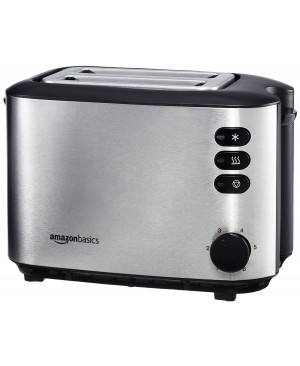 AmazonBasics Grille-Pain 850 W 2 Fentes Acier Brossé Inoxydable