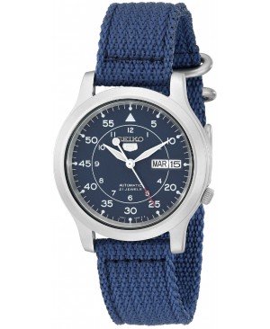 Seiko - SNK807K2 - 5 Gent - Montre Homme - Automatique Analogique - Cadran Bleu - Bracelet Tissu Bleu