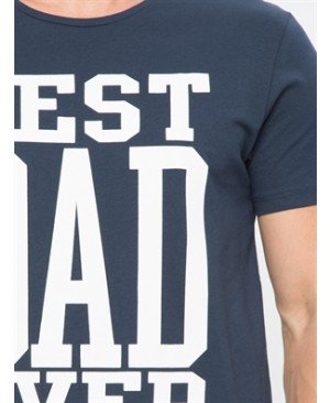 Navy Short Sleeve Printed Standard Crew Neck T-Shirt