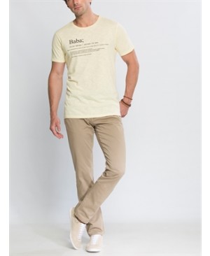 Yellow Short Sleeve Printed Standard Crew Neck T-Shirt