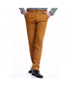 Tiny Letters Print Patch Pocket Metal Design Fitted Straight Leg Zipper Fly Thin Pants For Men