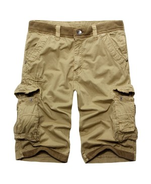 Casual Zip Fly Multi-Pockets Solid Color Cargo Shorts For Men