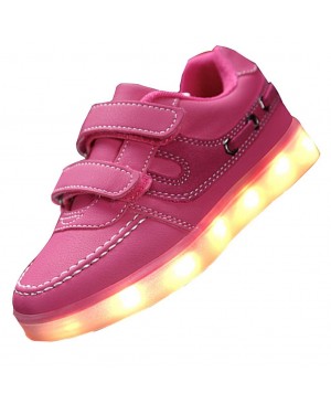 Topteck Kid Garçon Fille de recharge USB LED Light Up Sport Chaussures de course Clignotant Sneakers Athletic avec Velcro